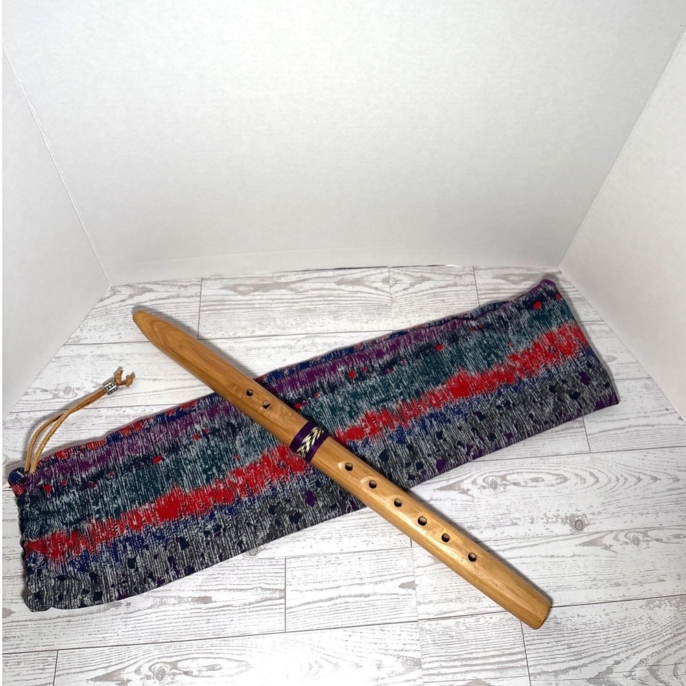 Handmade Wooden Native American Style Flute with Sleeve Case 18.5 Inches - Picture 7 of 9